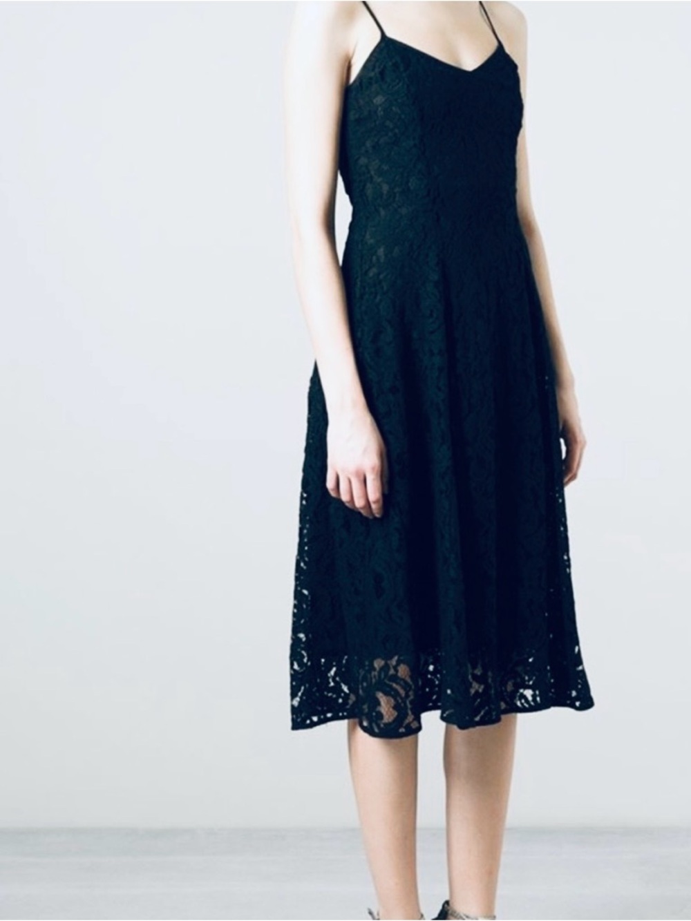 MICHAEL Michael Kors Navy Lace Spaghetti-Strap Midi Dress